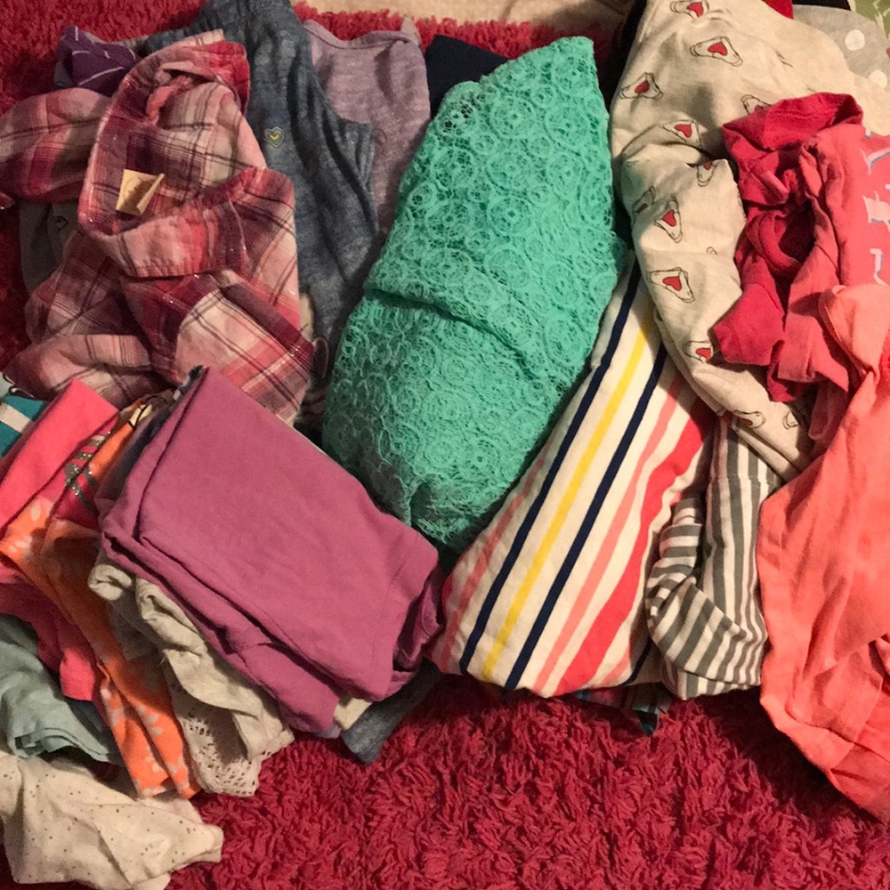 Huge lot/bundle of 34 Girls Shirts/pants size 6